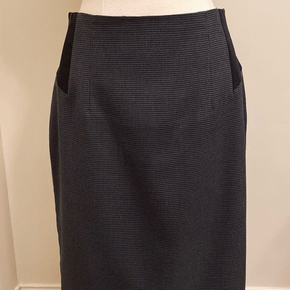 Worthington Grey Black Houndstooth Black Panel Lined Career Pencil Skirt Size 12 - Picture 2 of 10